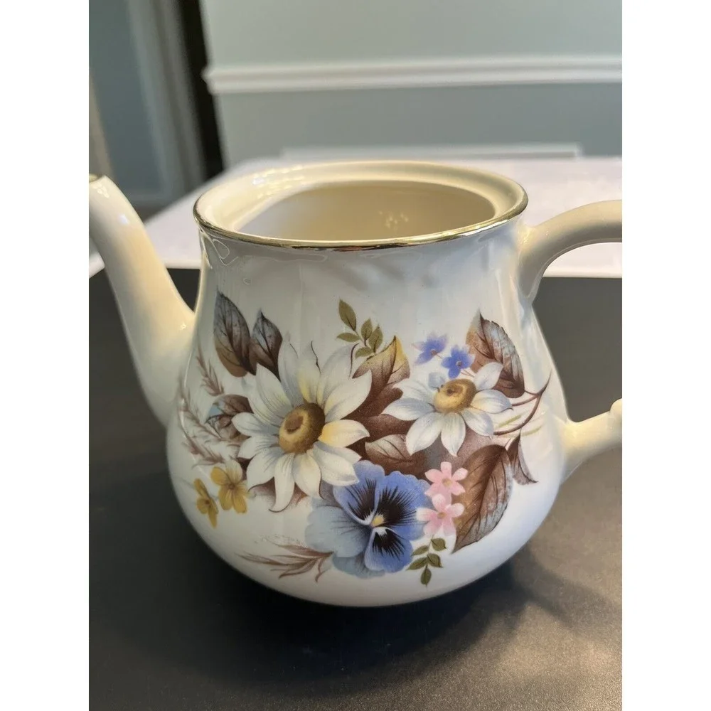 Vintage Arthur Wood Porcelain Ceramic Flowers Floral Teapot 5990 ~ England